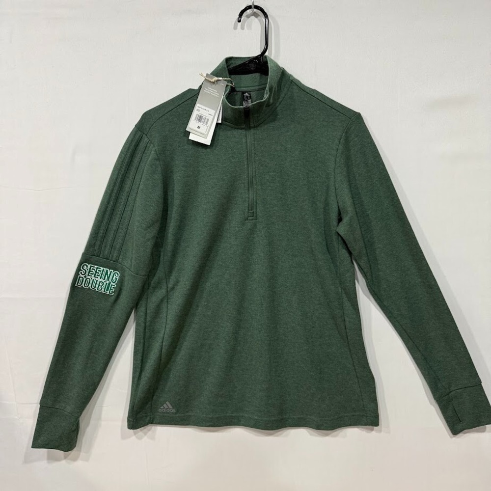 Adidas Womens Quarter Zip Pullover Green Seeing Double HM5734 Size M NEW